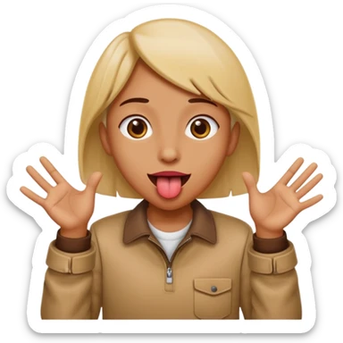 Tongue out with hands to the side   sticker