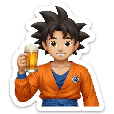 Goku tomando cerveza sticker
