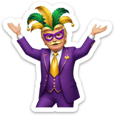 Donald trump dancing at Mardi Gras with a moustache  sticker