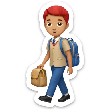 Child with school bag going to school sticker