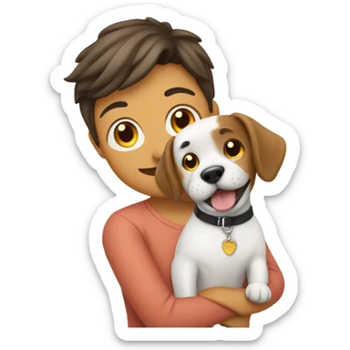 Cute dog with owner sticker