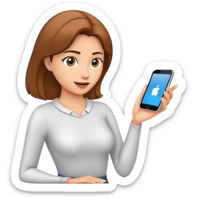 Cartoon woman swiping up on an imaginary screen  sticker