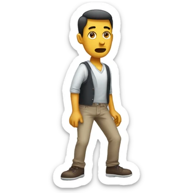 
man with a confused face because he put two legs in one pant leg sticker