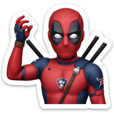 Deadpool with New England Patriots jersey sticker