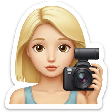 a blond girl is taking a photo sticker
