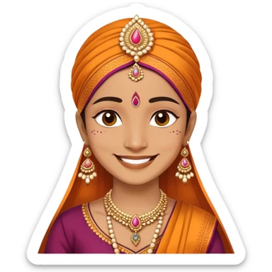 A smiling person wearing traditional Indian clothes and bindi sticker