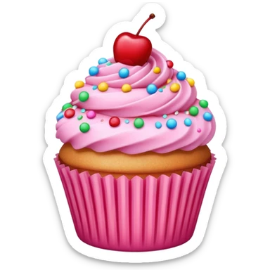 pink cupcake with cherry and sprinkle on top  sticker