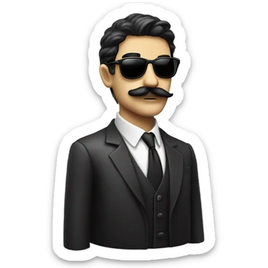 solo dark haired sunglasses mustachioed gentleman in monochrome sticker