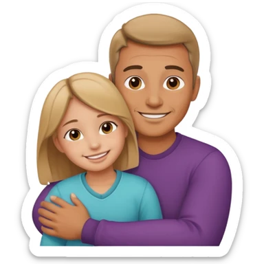 A father hugging his daughter smiling sticker