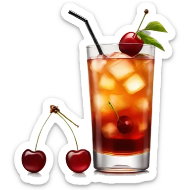 Old fashion cocktail with cherry sticker