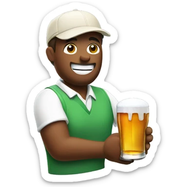 Golfing with a beer sticker