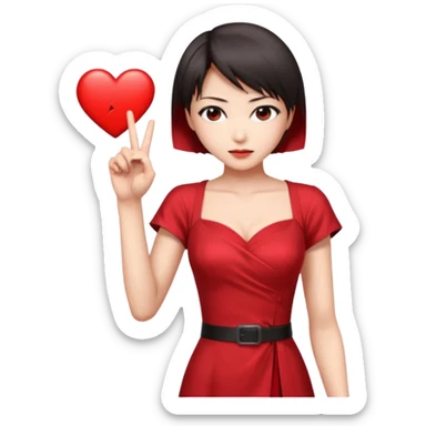 Ada Wong from Resident Evil, making a heart gesture sticker