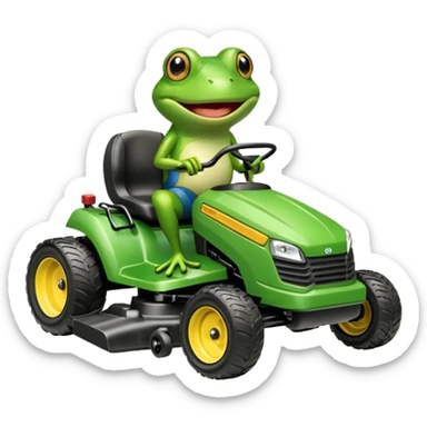 Frog riding a zero turn mower  sticker