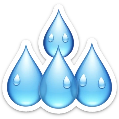 three equally sized droplets stacked on top of each other with two other droplets going outward from the middle droplet sticker