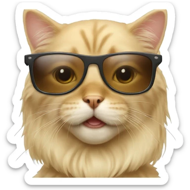 Blonde cat wearing sunglasses riding a dog sticker