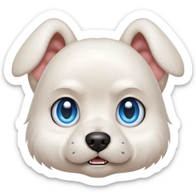 Angry Blue eyed small white dog floppy ears  sticker