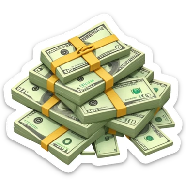 huge pile of money and cash sticker