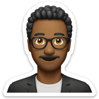 Hombre caucásico pelo negro y gafas serio  sticker