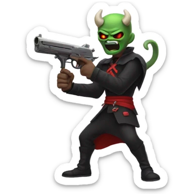 Demon emoji holding duel wielded guns sticker