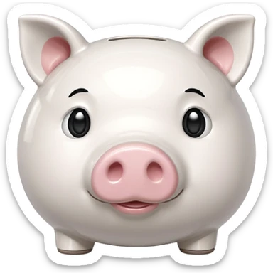 glitter white symbol pig bank sticker