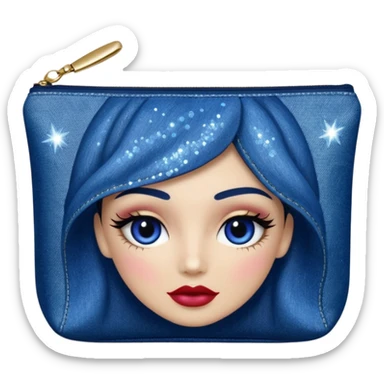 Glittery denim makeup bag sticker