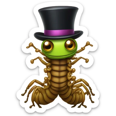 Centipede wearing a cute top hat and monocle  sticker