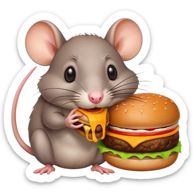 Rat eating burger sticker