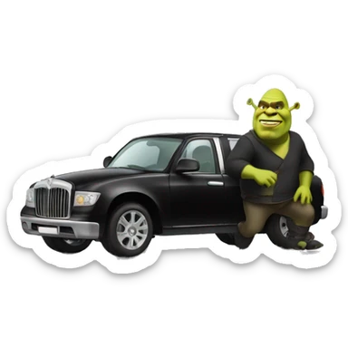 Shrek driving a black luxury car sticker