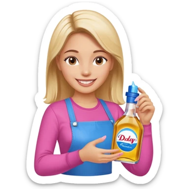 bottle of oil blue top pink outside with logo that says Diddy Party oil Johnson and Johnson  brand with a smiling girl berry on top sticker