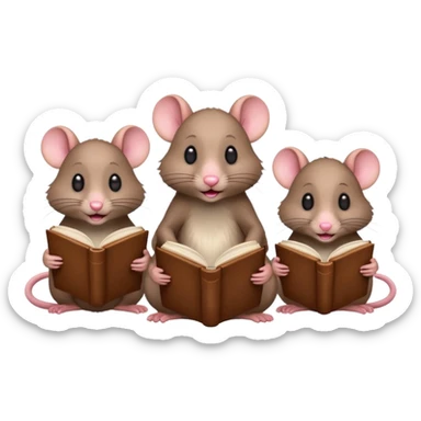 3 rats reading one book sticker