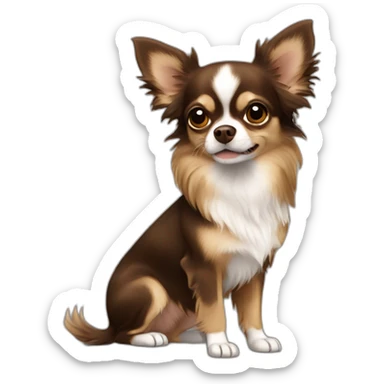chihuahua longhair dark brown  sticker