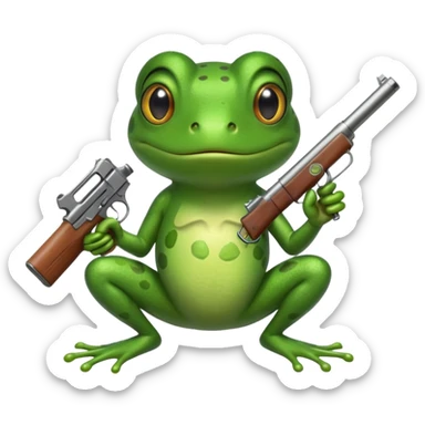 Make a frog holding a gun sticker