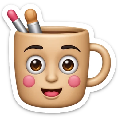 Emoji with a middle finger and makeup on making a mug face sticker
