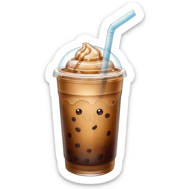 Iced coffee with a straw, brown and cute sticker