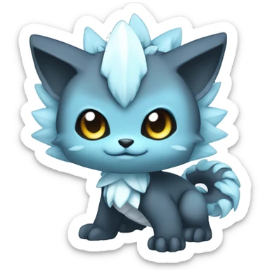 a anthro chibi-style dark-type-ice-type Fakémon-hybrid full body sticker