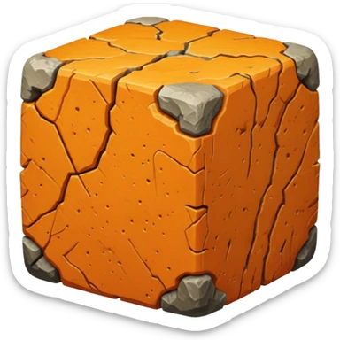 american-orange-intricate-stone-age-rocky-cube-shaped sticker