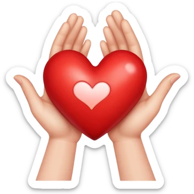 two hands giving and receiving a heart sticker