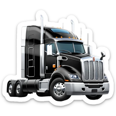 2026 Black Kenworth T680 Flat Top Semi Sleeper longer cab with stacks make realistic sticker