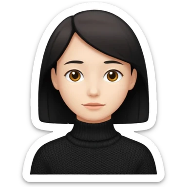 a neck-length black knitwear sticker