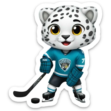 snow leopard as a hockey player sticker