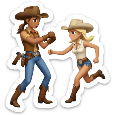 Cowgirl punching cowboy  sticker