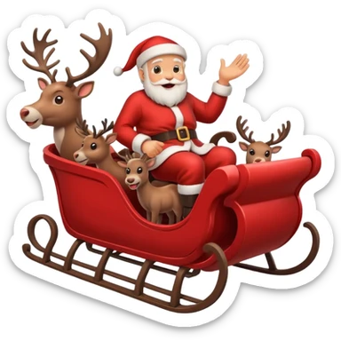 Santa in sleigh with 8 Reindeers sticker