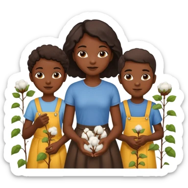 make one black slave thats a girl with two black slaves that are boys picking  cotton sticker