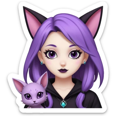 A cute goth girl pokemon trainer with her espeon sticker
