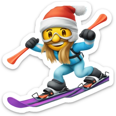 Een konijn die aan het skiën is sticker