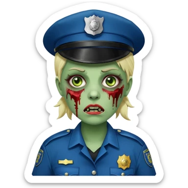 green zombie female police sticker
