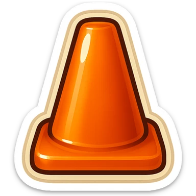Render only an orange pylon with a square bottom (not circular), straight-on view, no perspective, no face or accessories, in retro sticker style with transparent background. sticker