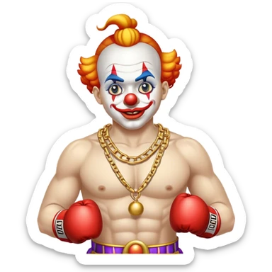 clown with golden chain on the neck boxing, full height sticker