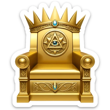 wide big iron gold Illuminati throne with extra gold accents sticker