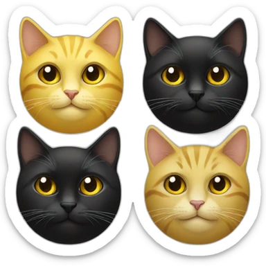 Two yellow and one black cats sticker